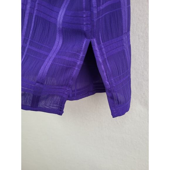 Maggie Barnes Purple Plaid Button Front Blouse 5X 3/4 Sleeve Tank Inset Top Work - Picture 6 of 10